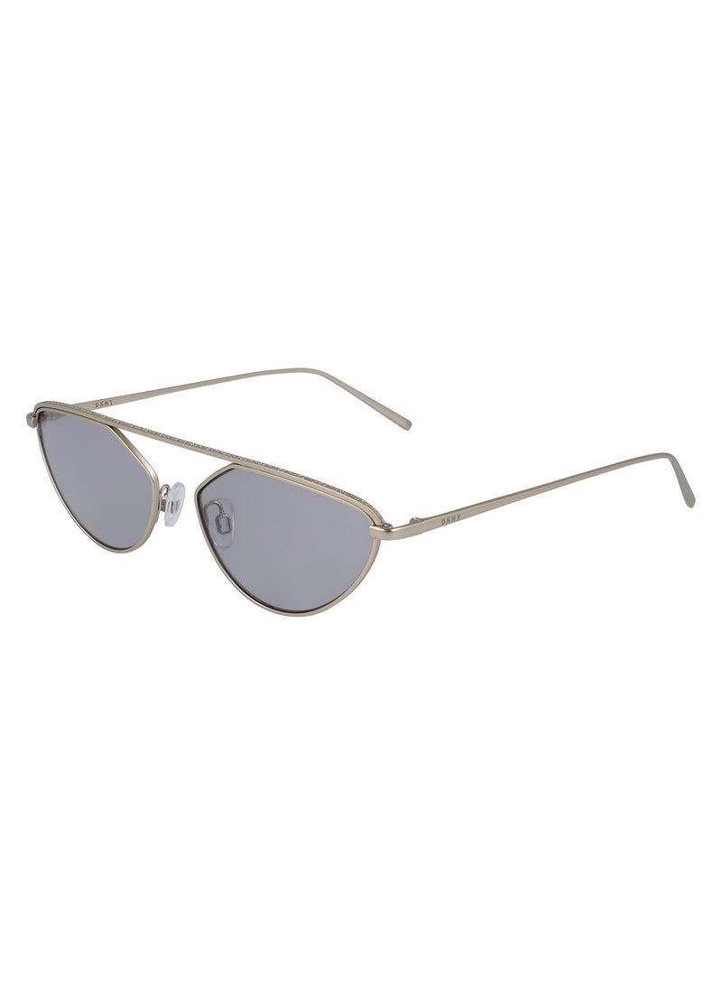 DKNY DK109S 717 Geometric Cat-Eye Sunglasses for Women - Gold Frame with Grey Lenses - Image 1